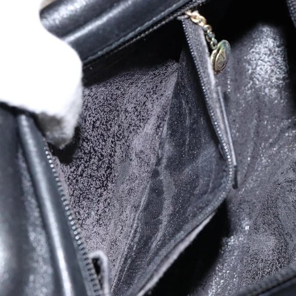 GUCCI Bamboo Hand Bag Leather Black Gold 000 1014 0575 Auth 149974 - Picture 14 of 16